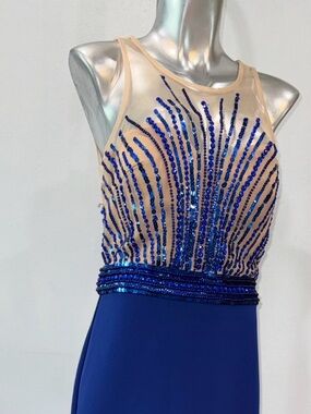 Faviana Blue Sequin-Embellished dress